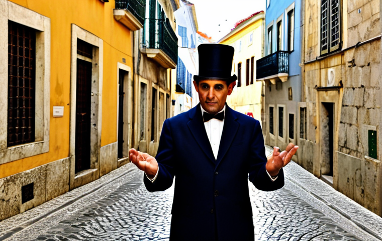 마술 기법 종류 - Cartomagic in Lisbon's Alfama** A skilled magician, fully clothed in a stylish, contemporary outfit...