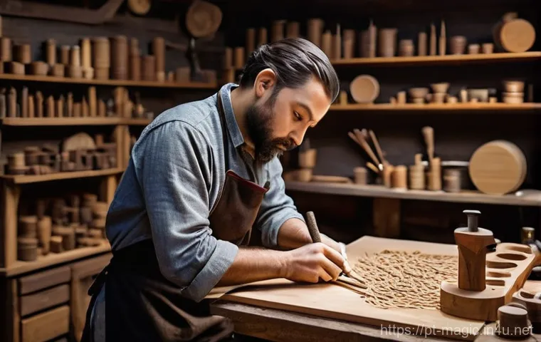마술 도구 제작 방법 - **Prompt: The Magician Artisan's Workshop** A highly detailed, wide shot of a male magician arti...