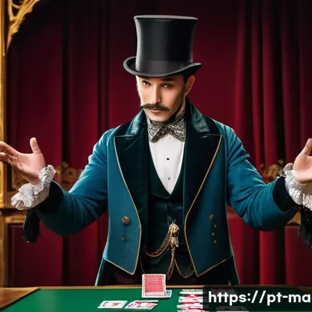 마술의 역사 - A sophisticated 19th-century magician dressed in elegant Victorian attire performing on a richly dec...