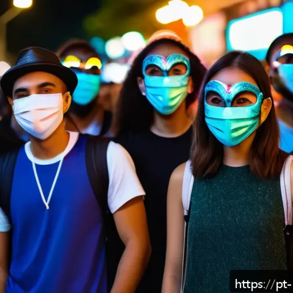 마술 마스크 - A vibrant Brazilian Carnival scene featuring a young adult wearing a high-tech LED mask with synchro...